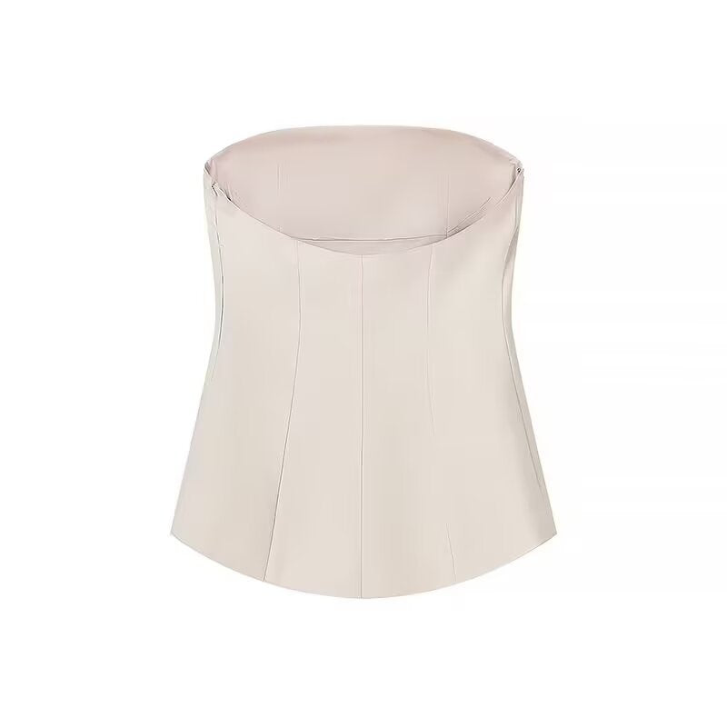 Thea | Smart Casual Peplum Top Strapless Grey Tailored Pleated