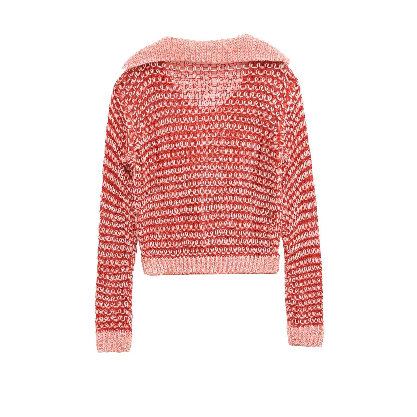 Margot | Cropped Waffle Knit Sweater Red V Neck Hooded