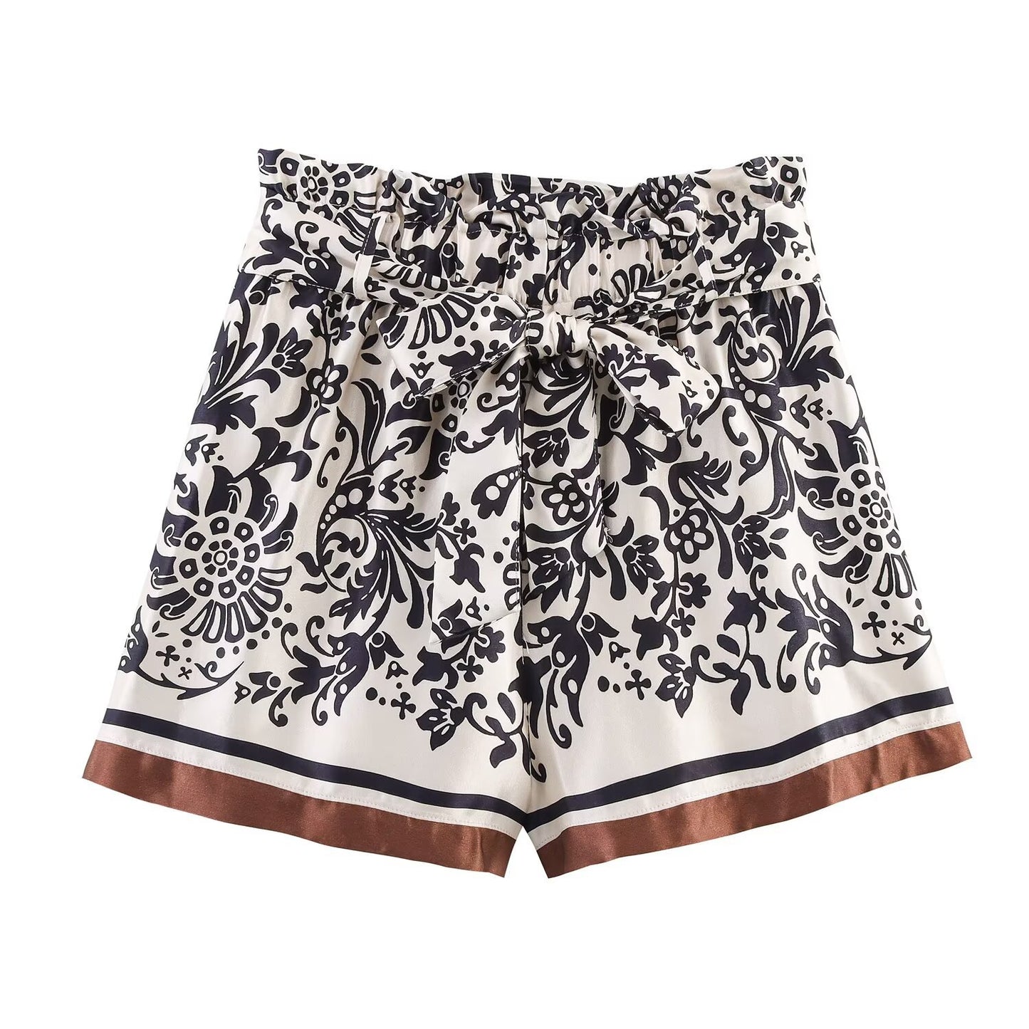 Mara | Printed Shorts White Blue High Waisted Floral