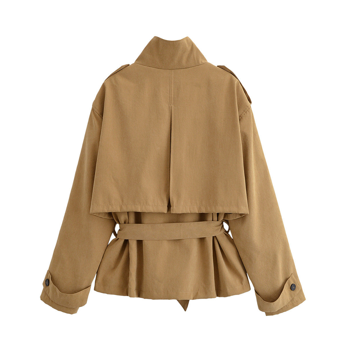 Margot | Belted Cropped Utility Jacket Camel High Neck