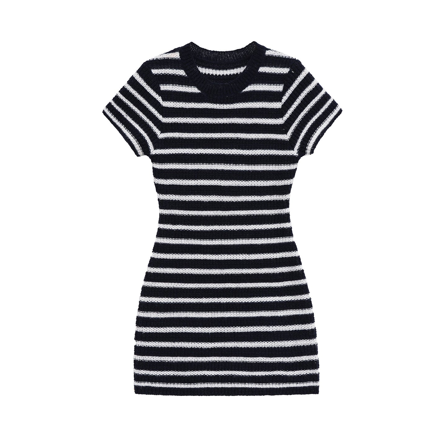 Bella | Casual Knitted Mini Dress Black Striped