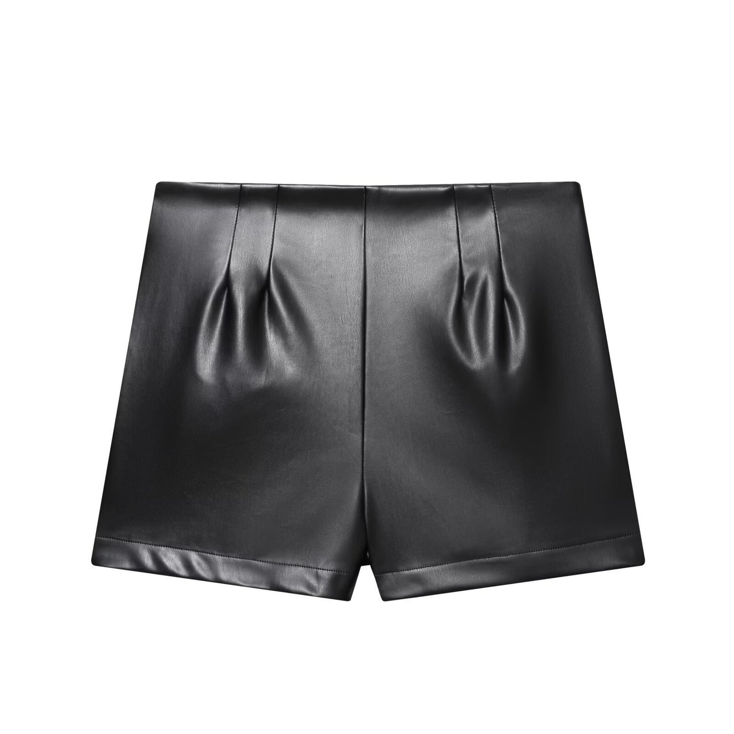 Sable | Leather Shorts Black High Waisted Tailored