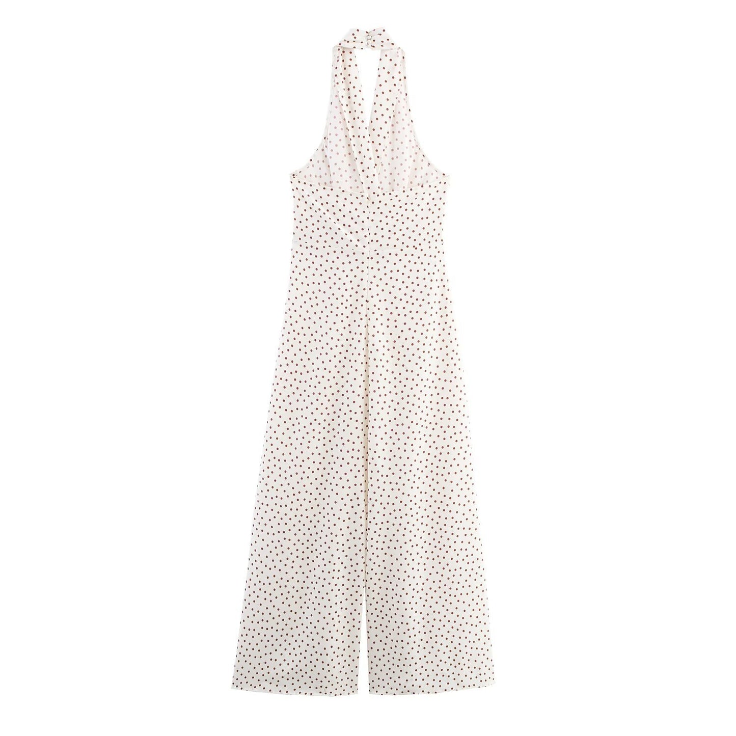 Thea | Halter Jumpsuit Cream Polka Dot Wide Leg