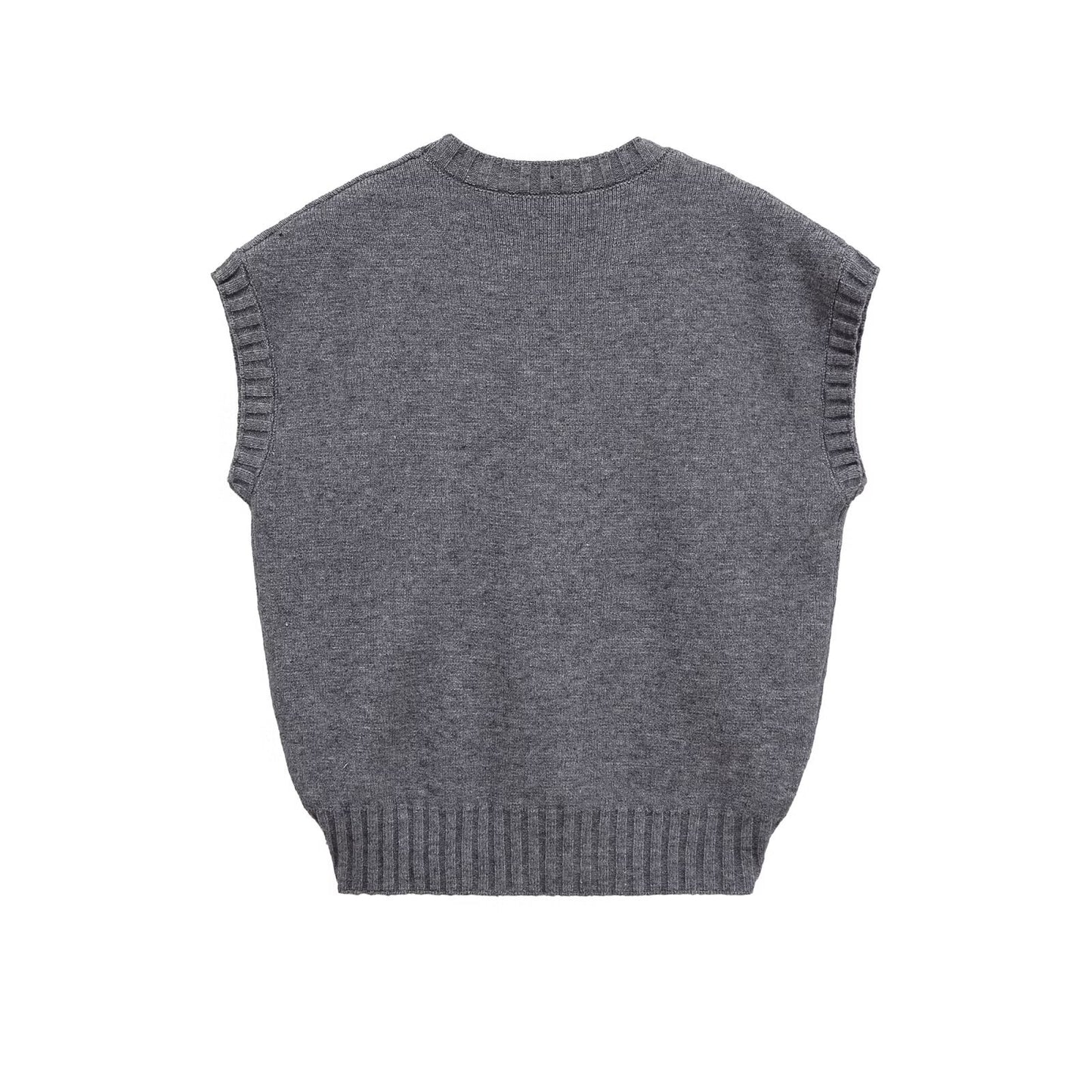 Thea | Cropped Ribbed Sweater Vest Gray Boxy