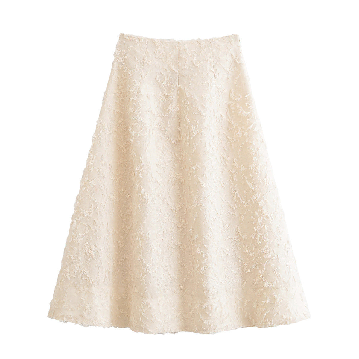 Ava | Elegant Midi Skirt Cream Textured A Line