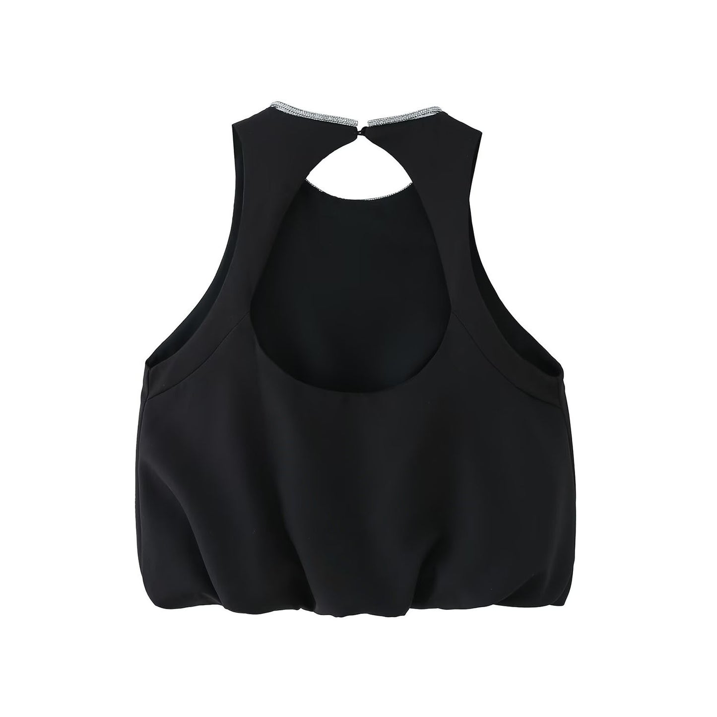 Romy | Elegant Halter Neck Top Black Keyhole Cut Out Sleeveless