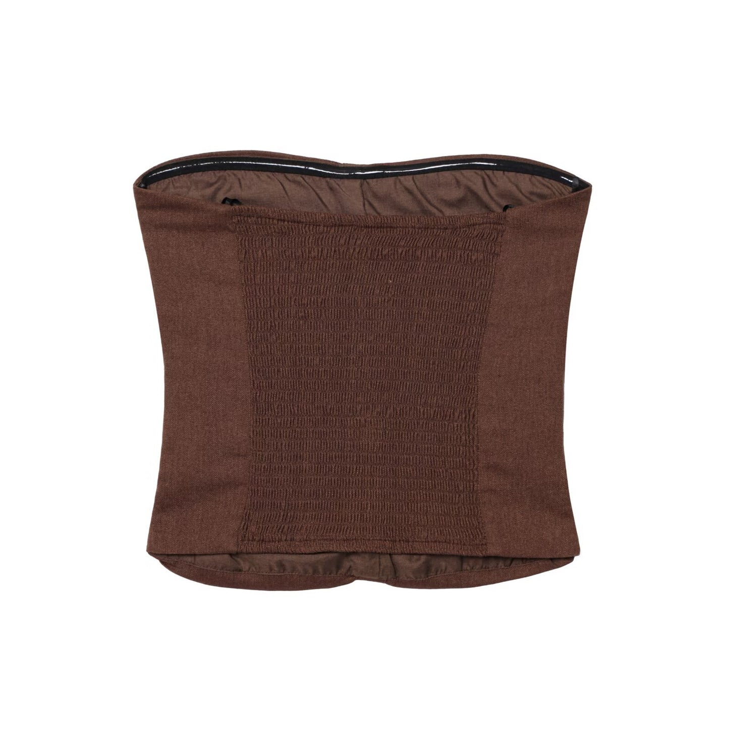 Quinn | Bandeau Top Brown Ruched Strapless Fitted