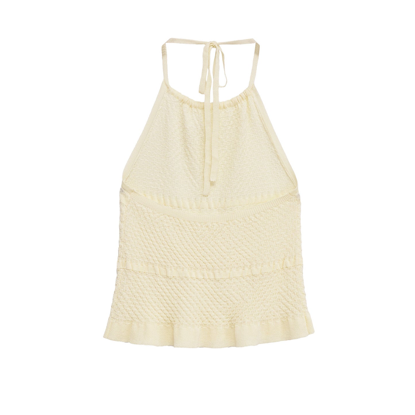 Thea | Ribbed Halter Top Cream Peplum