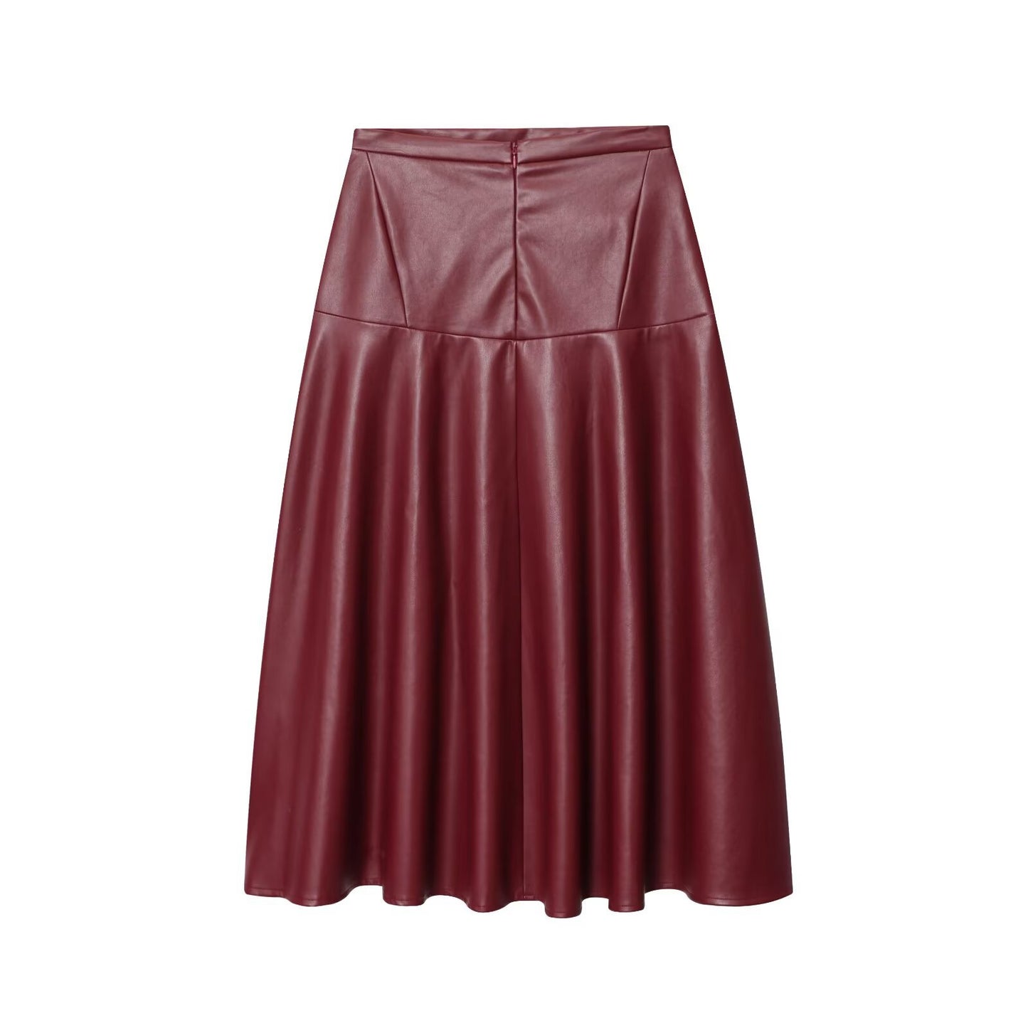 Opal | Leather Skirt Midi Brown A Line Faux High Waisted
