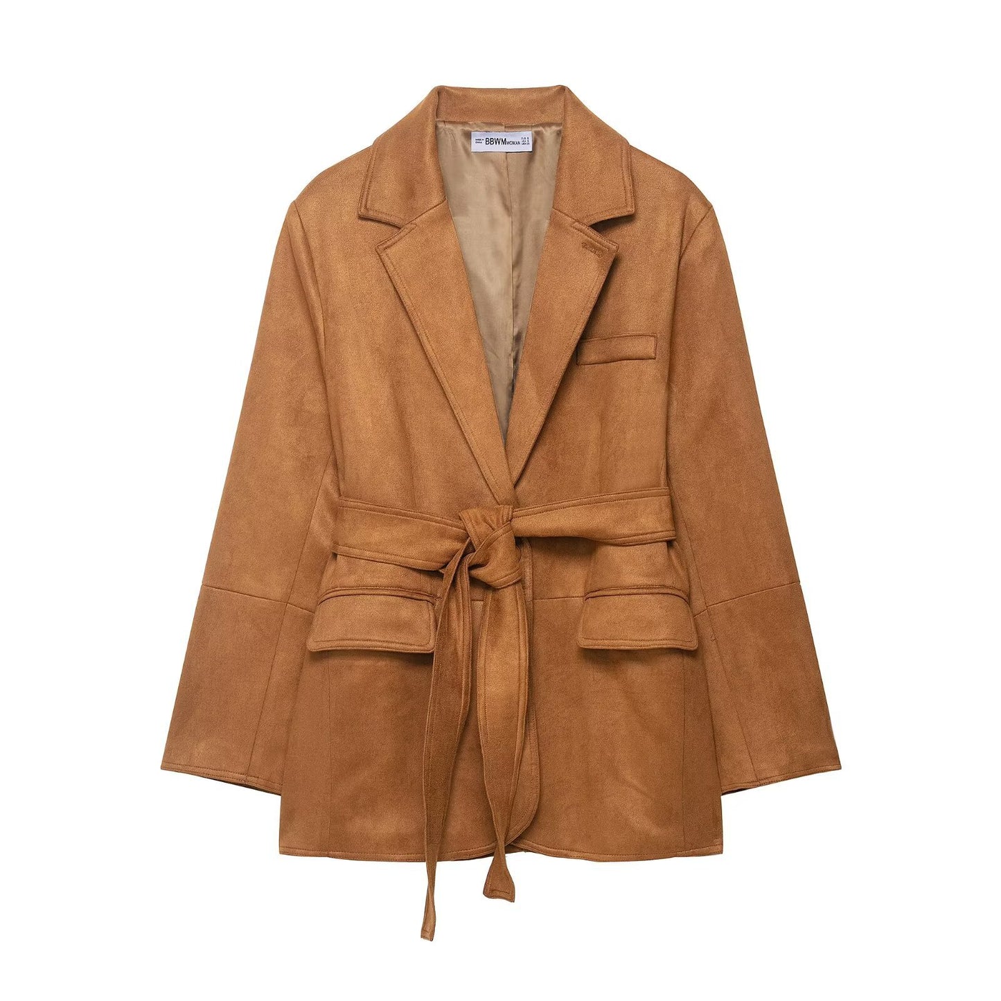 Vera | Suede Belted Blazer Brown