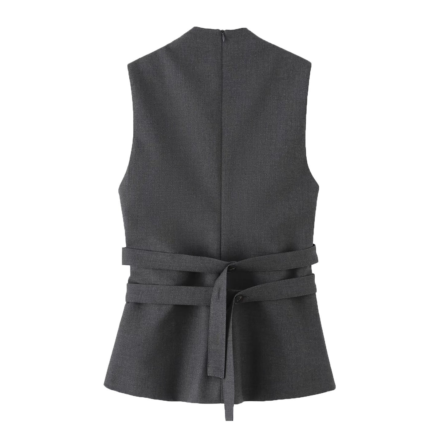 Rue | Sleeveless Blazer Grey Double Breasted Fitted Tailored