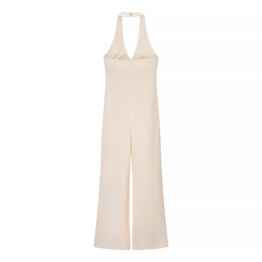Vera | Halter Jumpsuit Cream Wide Leg