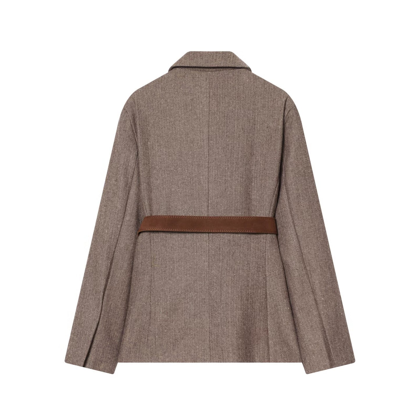 Thea | Belted Tailored Blazer Brown Long Sleeve