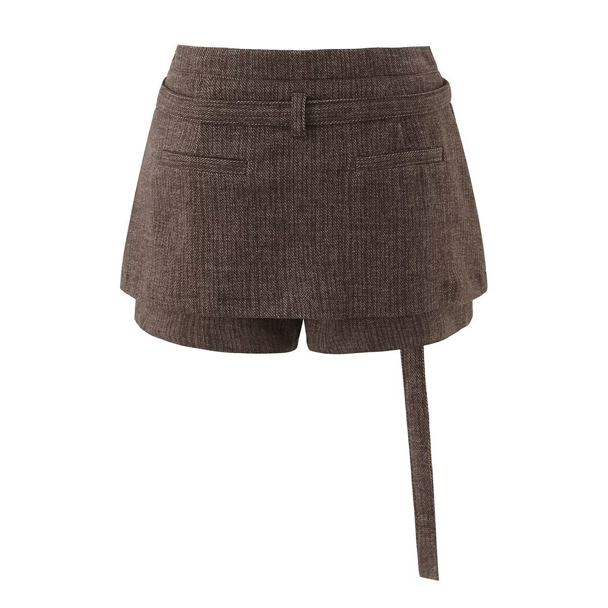 Romy | Tailored Shorts Grey High Waisted Belted Wrap Skort