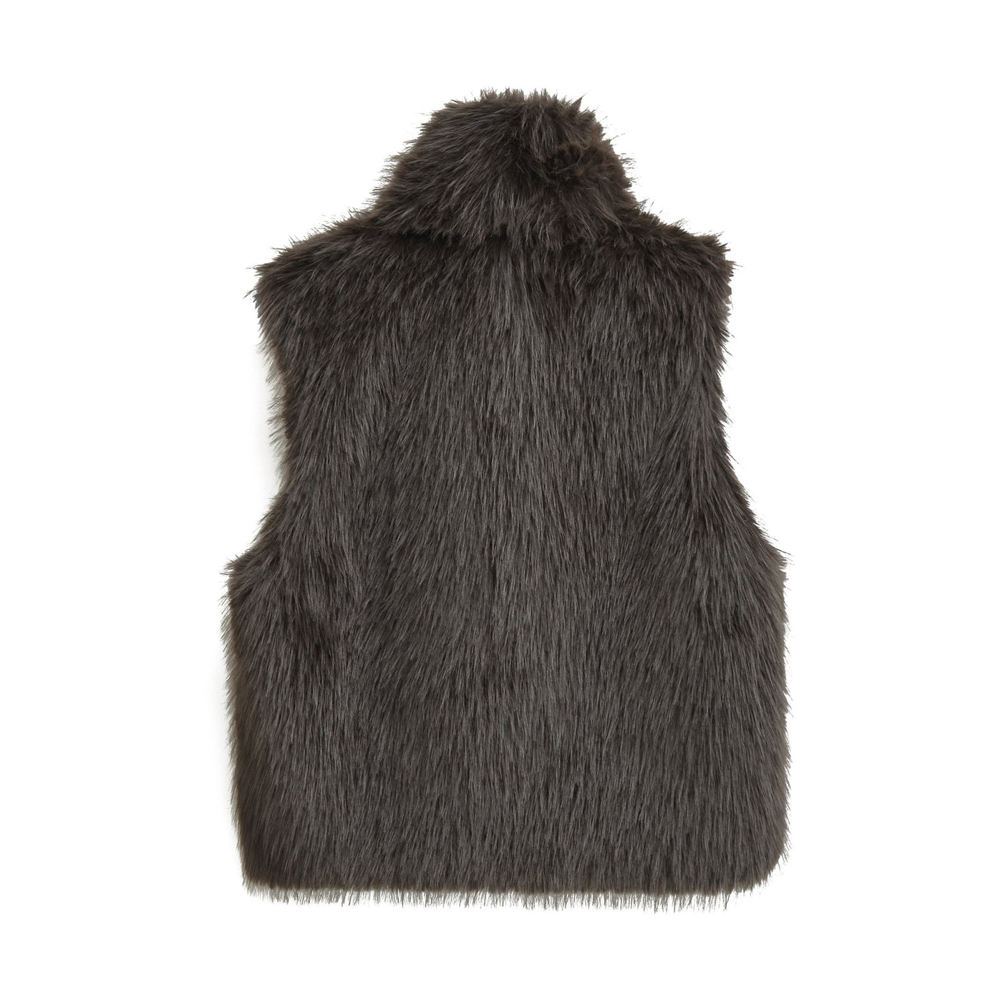 Rowan | Faux Fur Vest Black High Neck Sleeveless