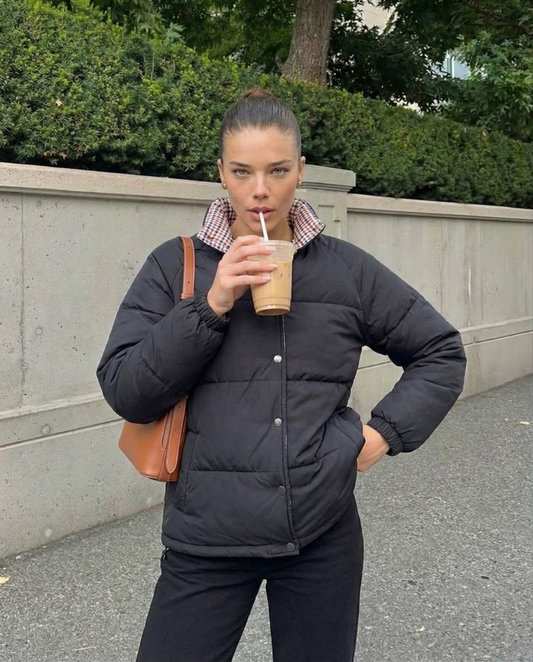 Orla | Casual Puffer Jacket Black Quilted Oversized Reversible