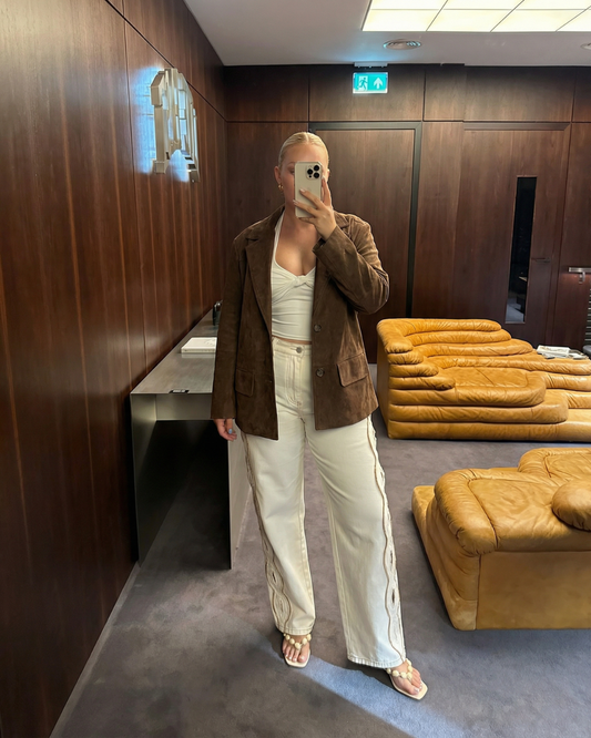 Etta | Casual Suede Jacket Dark Brown