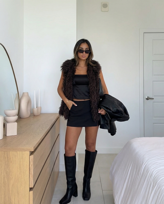 Coco | Casual Fluffy Faux Fur Jacket Brown