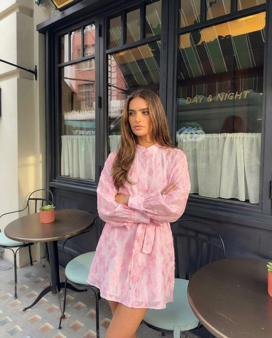 Fleur | Summer Floral Shirt Dress Pink