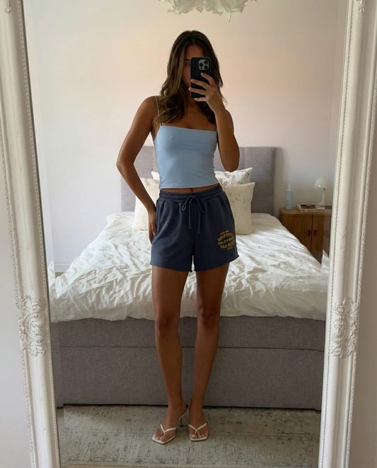 Rosa | Casual Printed Shorts Navy Cotton Drawstring