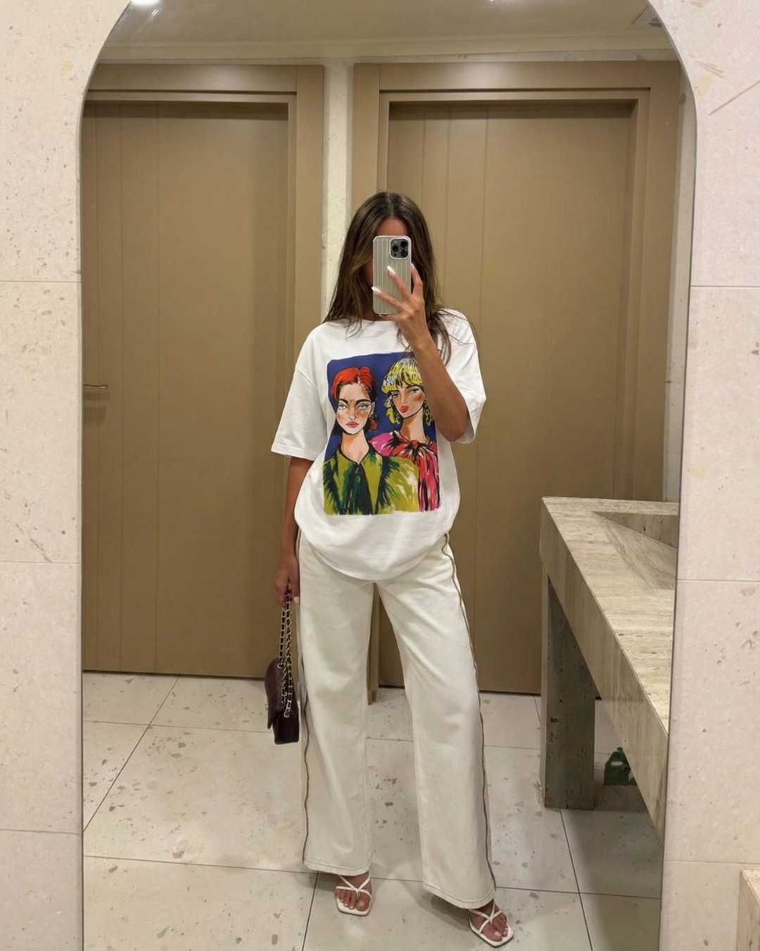 Stella | Graphic Tee White Printed Pop Art Portrait