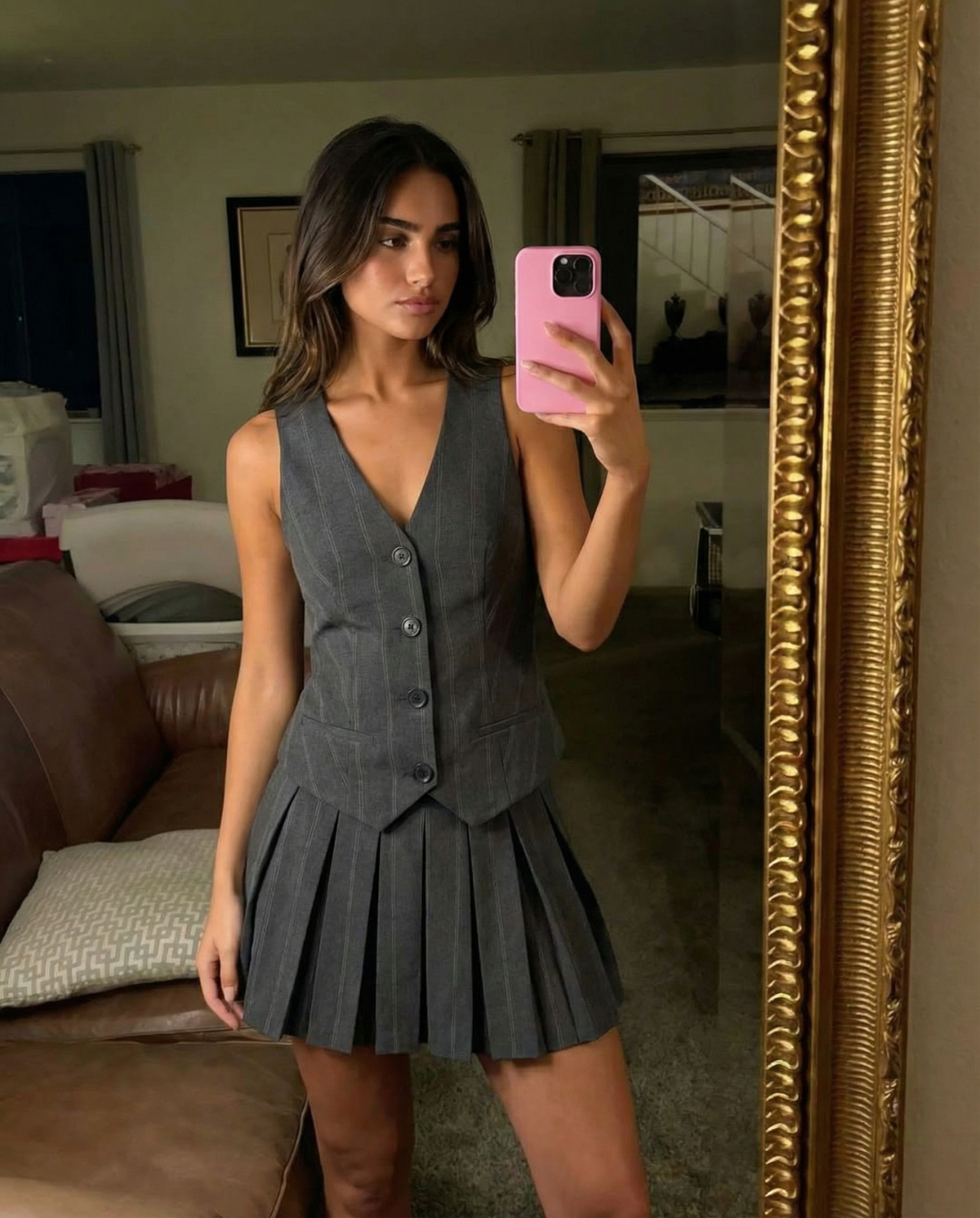 Zola | Smart Casual Pinstripe Mini Dress