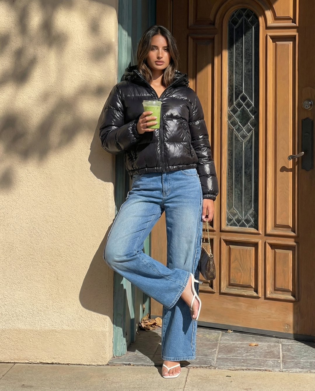 Willa | Winter Puffer Jacket Black Cropped Hooded Quilted Oversized