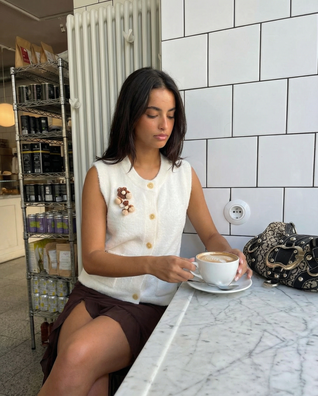 Sia | Sleeveless Blazer Cream Vest Top Pocket Detail