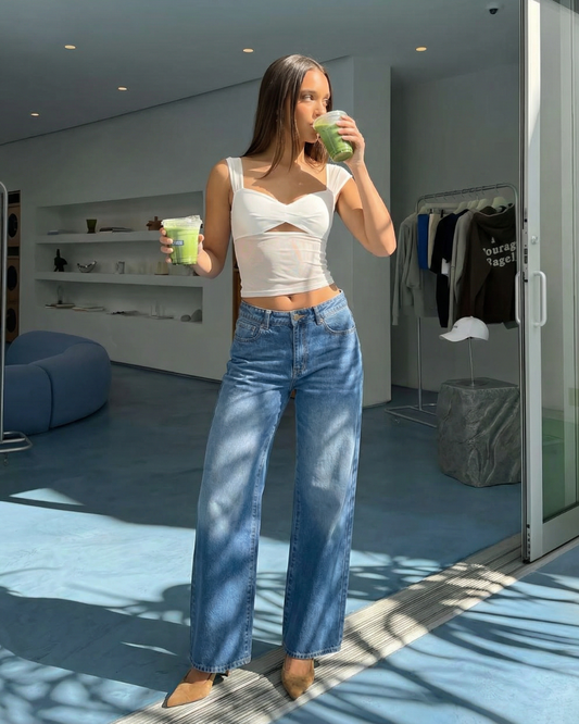 Vera | High Waisted Wide Leg Jeans Blue Relaxed