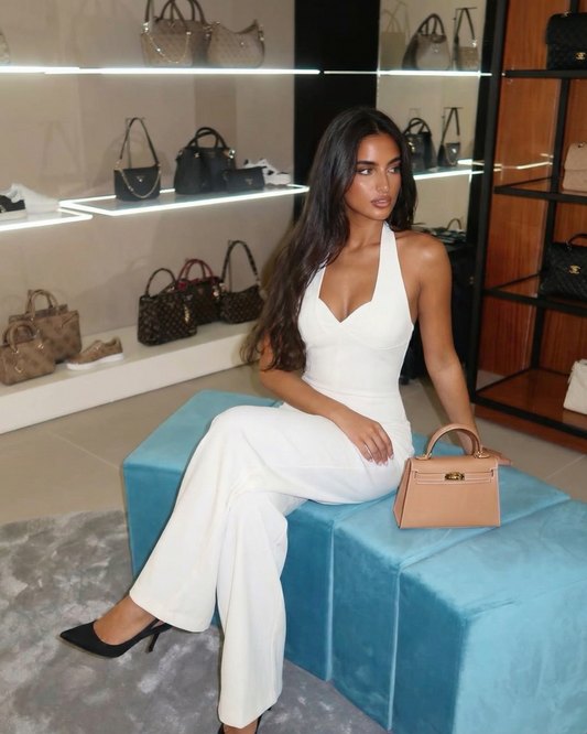 Paloma | Elegant Halter Jumpsuit White Wide Leg
