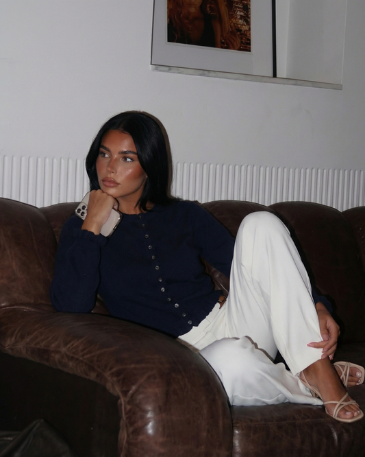 Lola | Smart Casual Button Front Cardigan Navy Long Sleeve Cropped