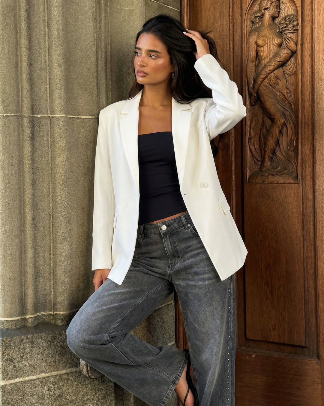Vera | Oversized White Blazer Double Breasted
