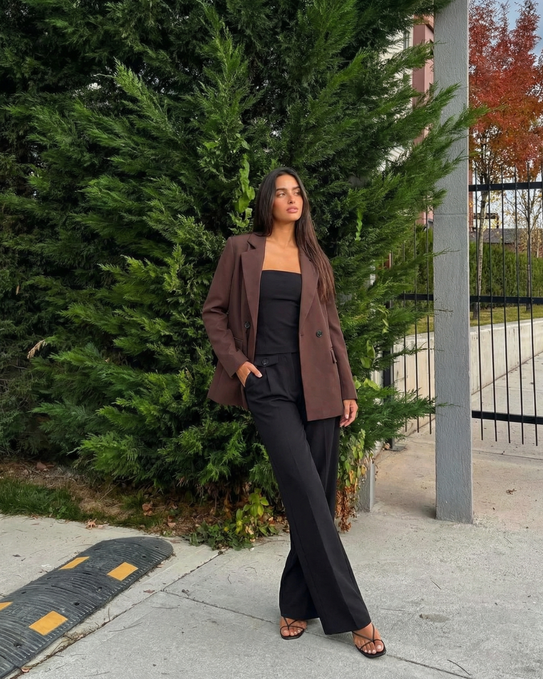 Margot | Oversized Double Breasted Blazer Brown Long Sleeve