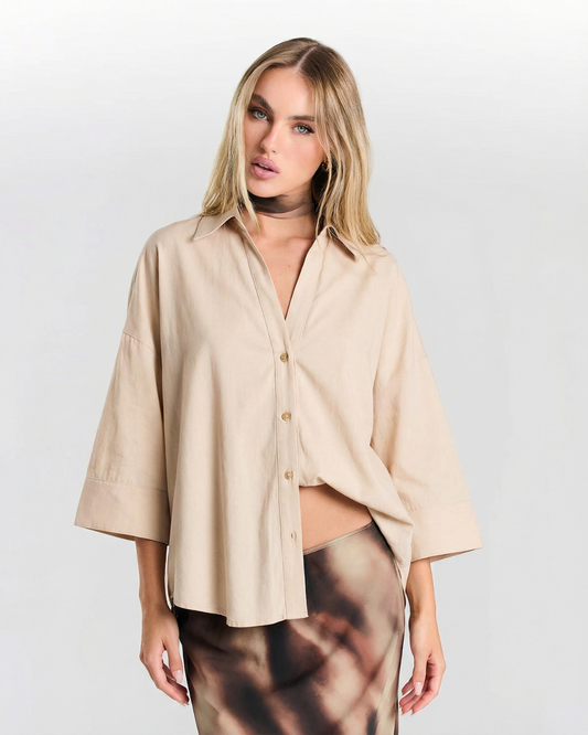 Isla | Summer Oversized Shirt Beige