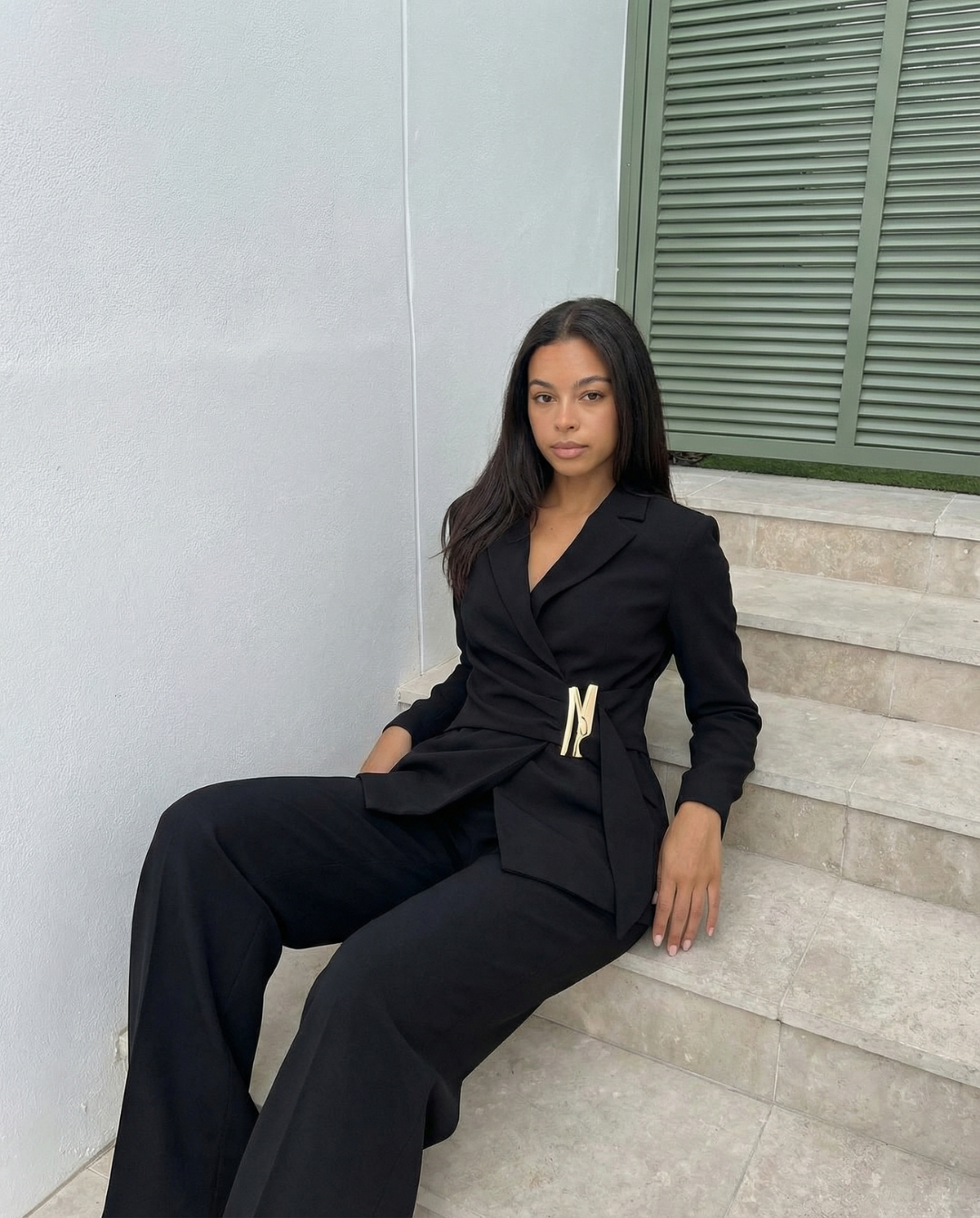 Victoria | Black Wrap Trouser Suit