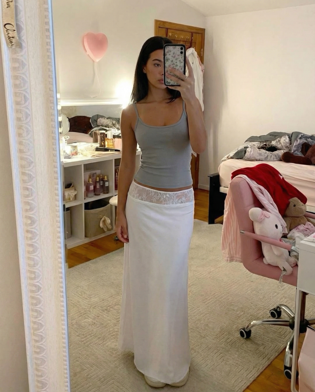 Maren | Everyday Cami Top Grey Ribbed Fitted