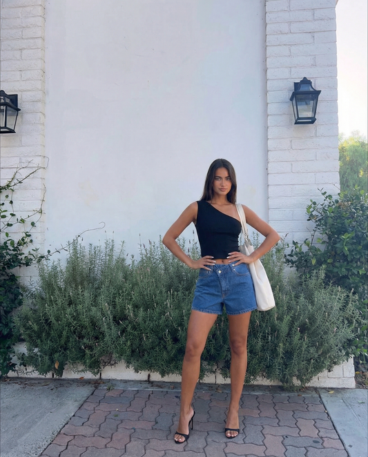 Vera | High Waisted Jean Shorts Blue Vintage Mom Fit