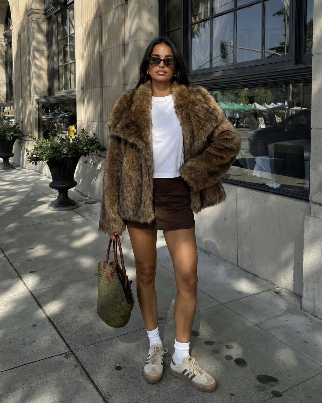 Greta | Winter Brown Faux Fur Coat
