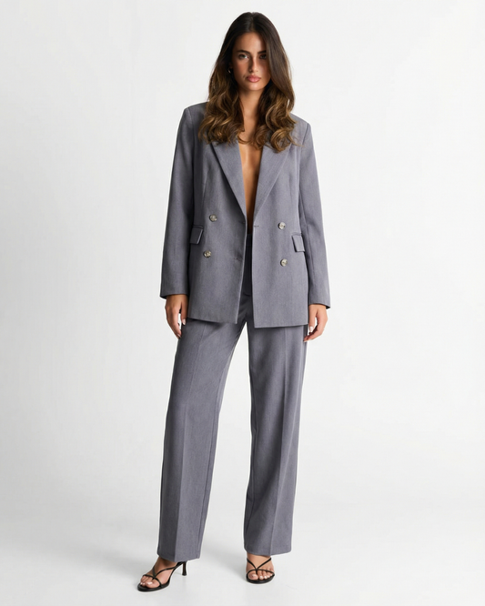 Freya | Smart Casual Grey Suit Double Breasted