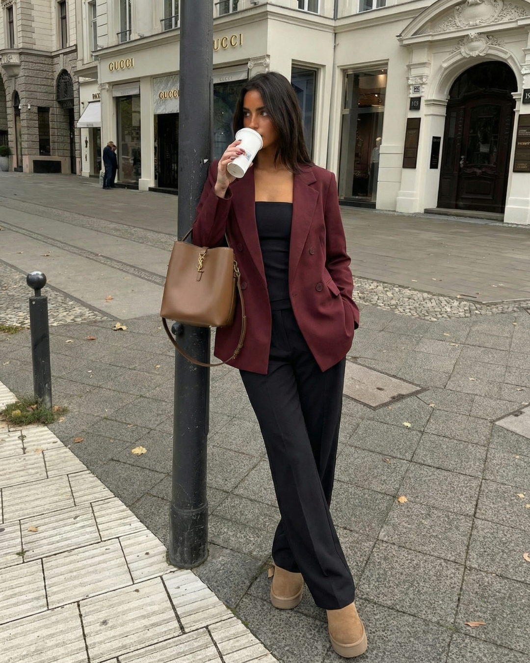 Thea | Oversized Double Breasted Blazer Burgundy