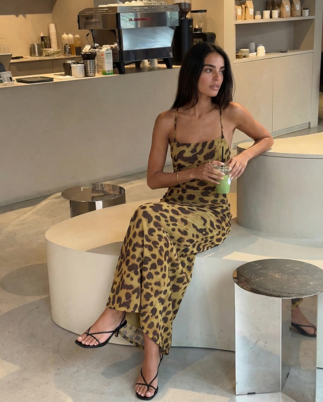 Mia | Casual Leopard Print Maxi Dress Brown