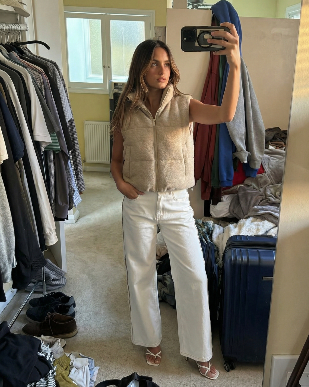 Bea | Padded Gilet Beige Sleeveless Quilted Puffer Vest