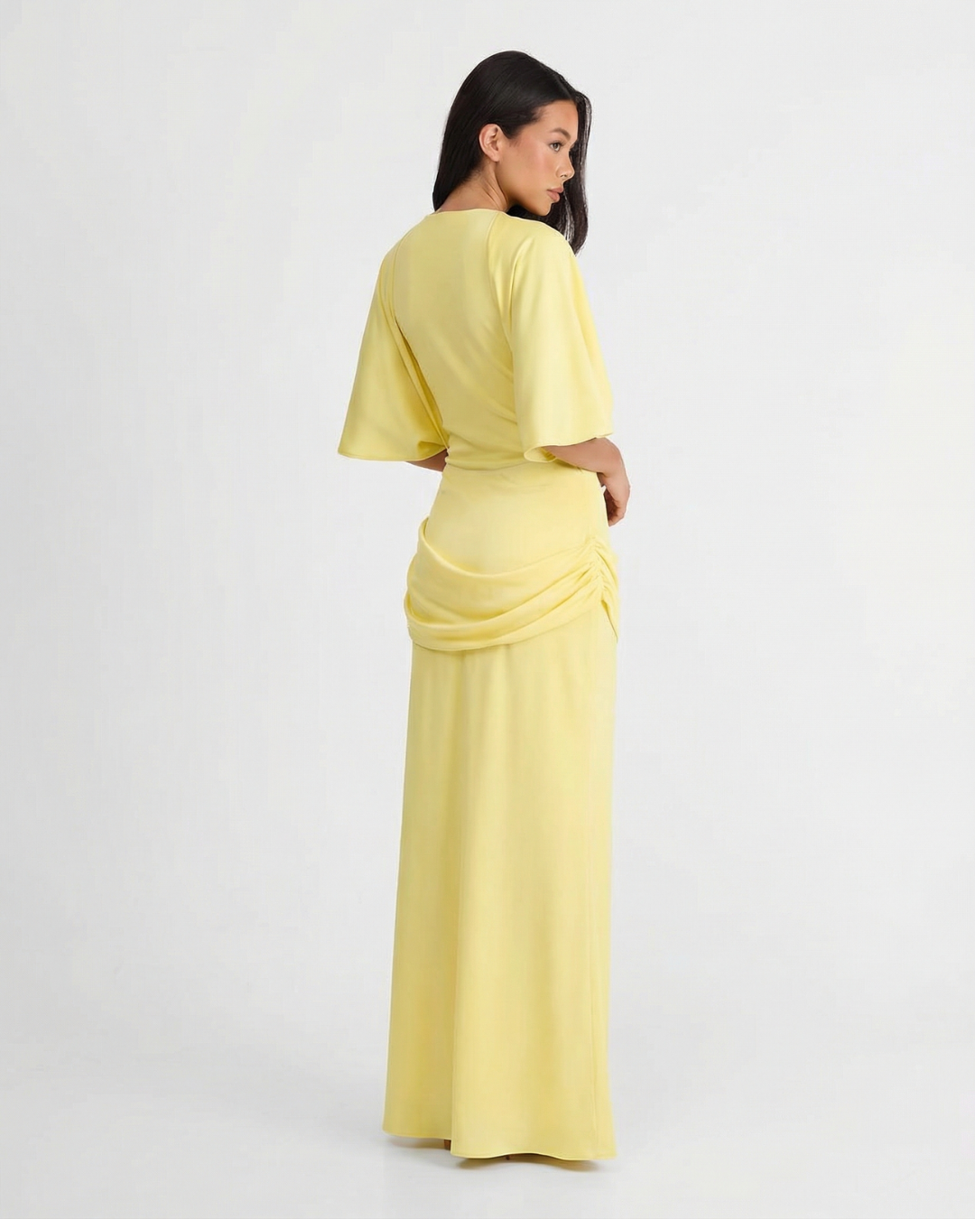 Maya | Summer Flutter Sleeve Maxi Dress Yellow