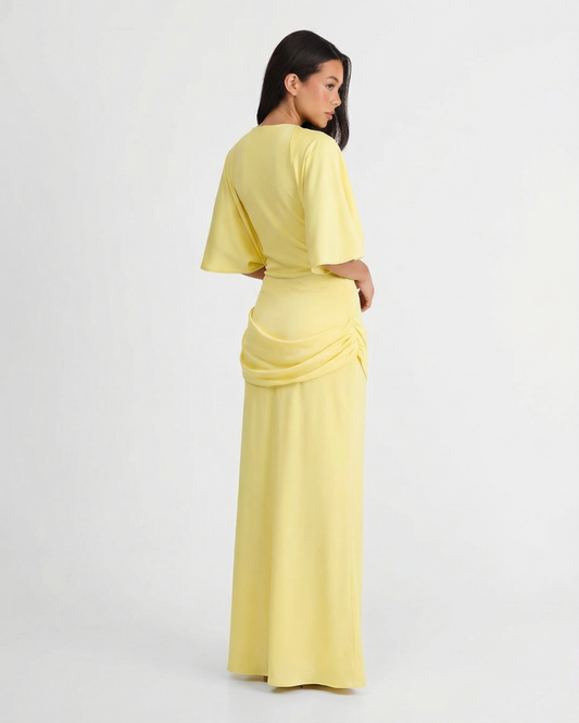Maya | Summer Flutter Sleeve Maxi Dress Yellow