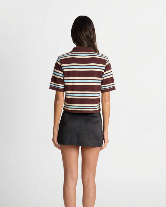 Eleanor | Stylish Striped Cropped Polo Shirt