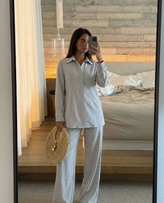 Nina | Grey Wide Leg Co-ord Set