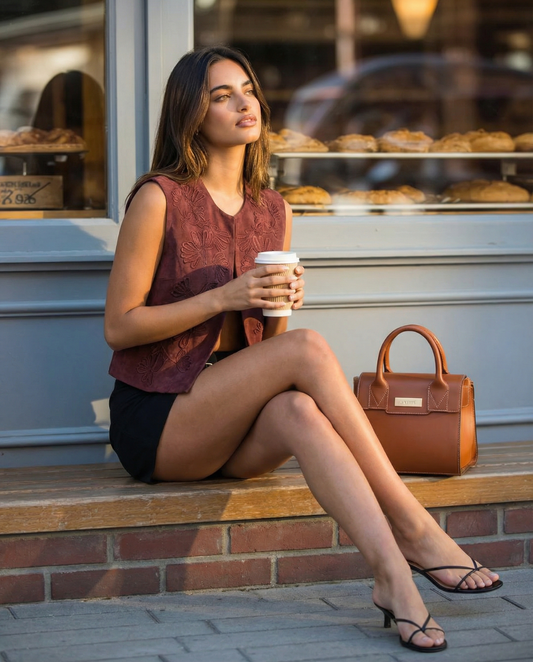 Vera | Embroidered Zip Front Cardigan Burgundy Sleeveless