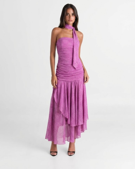 Zoe | Elegant Ruffle Maxi Dress Purple