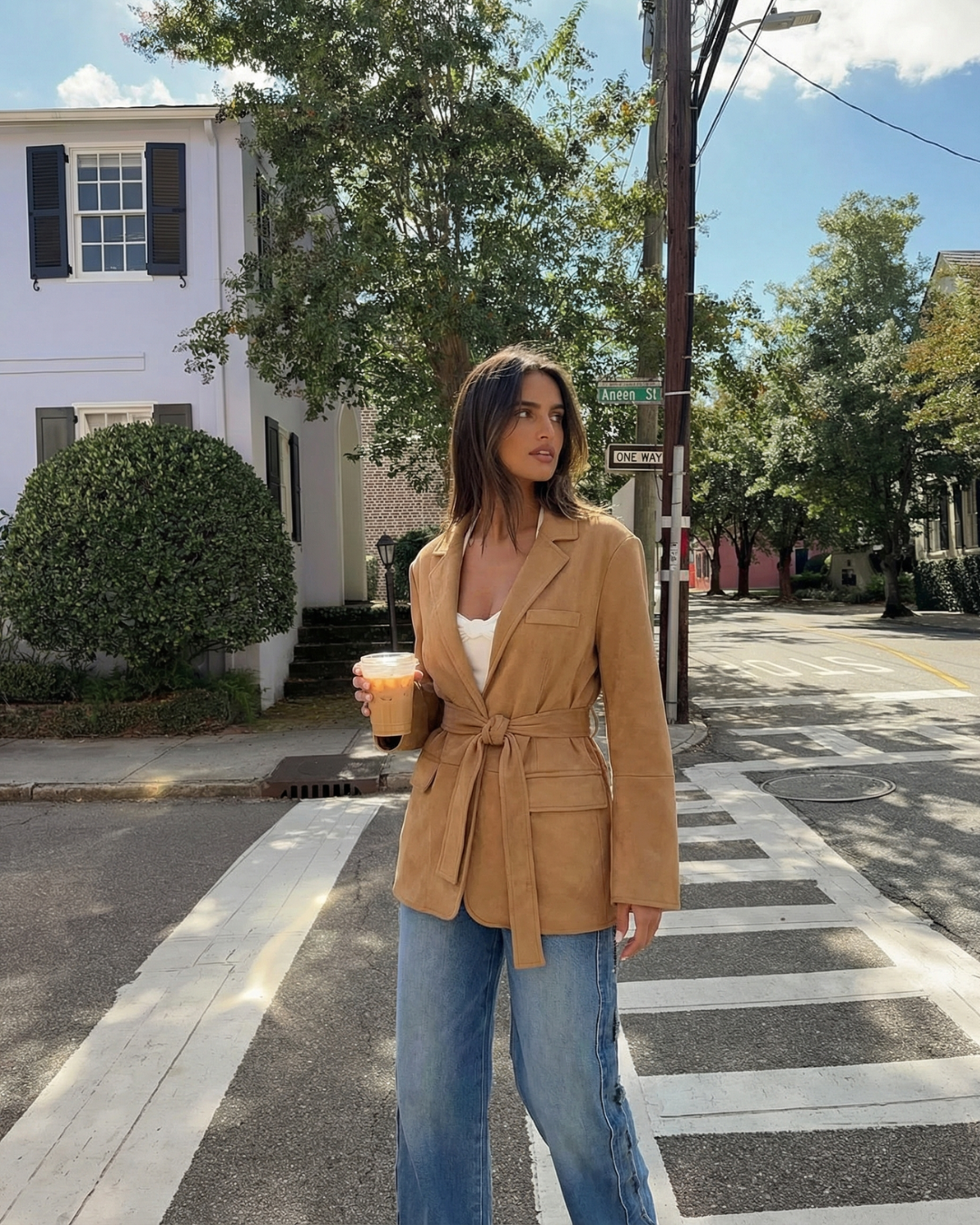 Ivy | Autumn Suede Belted Blazer Jacket