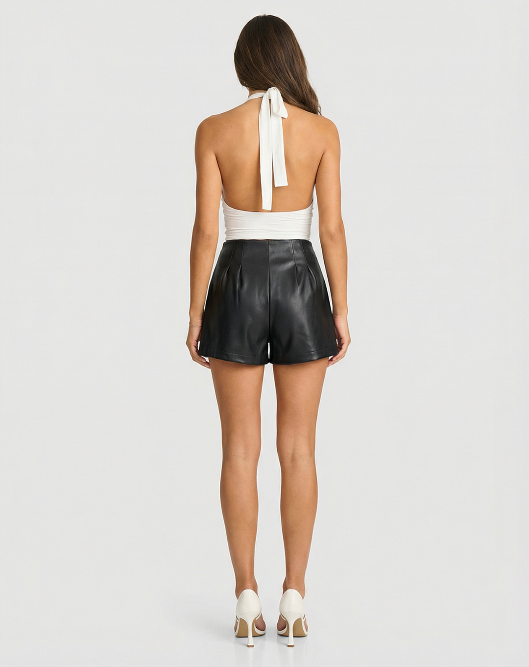 Sable | Leather Shorts Black High Waisted Tailored